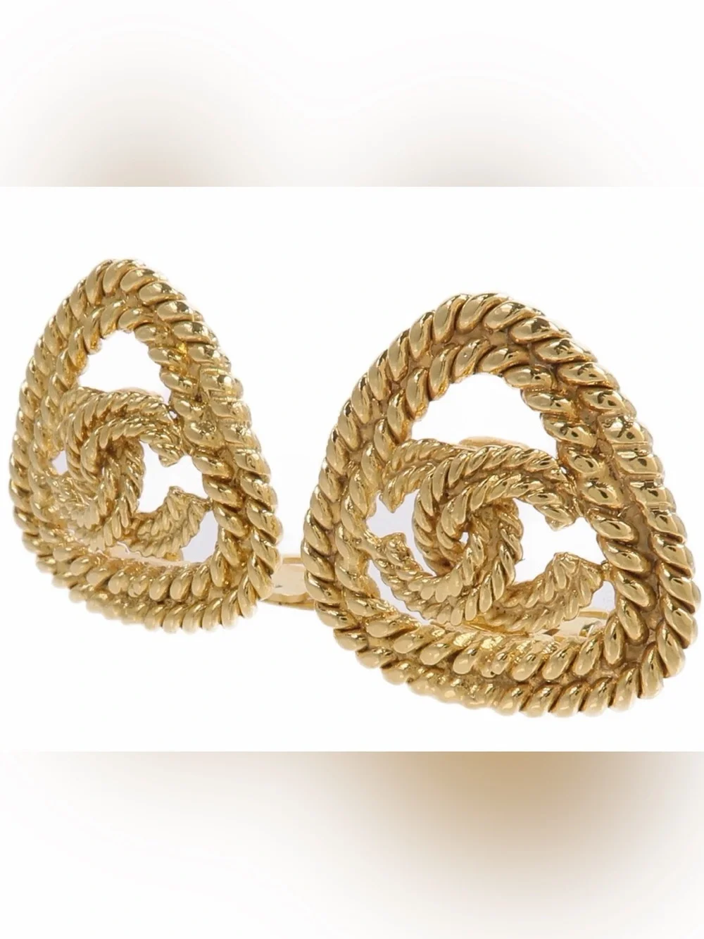 CHANEL Gold Twisted Rope Heart Clip-On Earrings